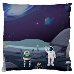 Alien Astronaut Scene Large Cushion Case (one Side) by Vaneshart