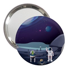 Alien Astronaut Scene 3  Handbag Mirrors by Vaneshart