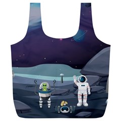 Alien Astronaut Scene Full Print Recycle Bag (xl) by Vaneshart