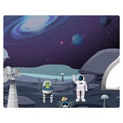 Alien Astronaut Scene Double Sided Flano Blanket (medium)  by Vaneshart