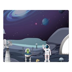 Alien Astronaut Scene Double Sided Flano Blanket (large)  by Vaneshart