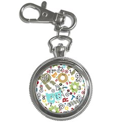 Seamless Pattern Vector With Funny Robots Cartoon Key Chain Watches by Vaneshart