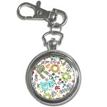 Seamless Pattern Vector With Funny Robots Cartoon Key Chain Watches Front