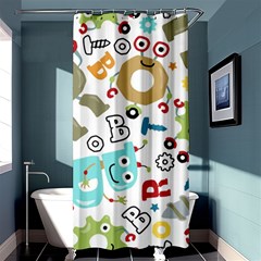 Seamless Pattern Vector With Funny Robots Cartoon Shower Curtain 36  X 72  (stall)  by Vaneshart