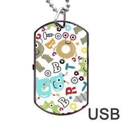 Seamless Pattern Vector With Funny Robots Cartoon Dog Tag Usb Flash (one Side) by Vaneshart