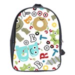 Seamless Pattern Vector With Funny Robots Cartoon School Bag (XL) Front