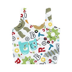 Seamless Pattern Vector With Funny Robots Cartoon Full Print Recycle Bag (m) by Vaneshart