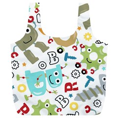 Seamless Pattern Vector With Funny Robots Cartoon Full Print Recycle Bag (xl) by Vaneshart