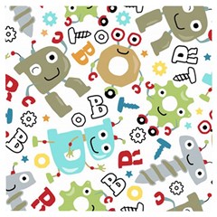 Seamless Pattern Vector With Funny Robots Cartoon Wooden Puzzle Square by Vaneshart