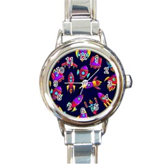 Space Patterns Round Italian Charm Watch by Vaneshart