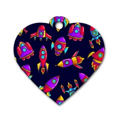 Space Patterns Dog Tag Heart (one Side) by Vaneshart