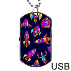 Space Patterns Dog Tag Usb Flash (two Sides) by Vaneshart