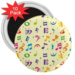 Seamless Pattern Musical Note Doodle Symbol 3  Magnets (10 Pack)  by Vaneshart