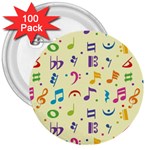 Seamless Pattern Musical Note Doodle Symbol 3  Buttons (100 pack)  Front