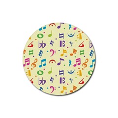 Seamless Pattern Musical Note Doodle Symbol Rubber Round Coaster (4 Pack)  by Vaneshart