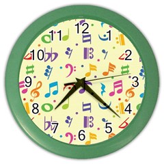 Seamless Pattern Musical Note Doodle Symbol Color Wall Clock by Vaneshart