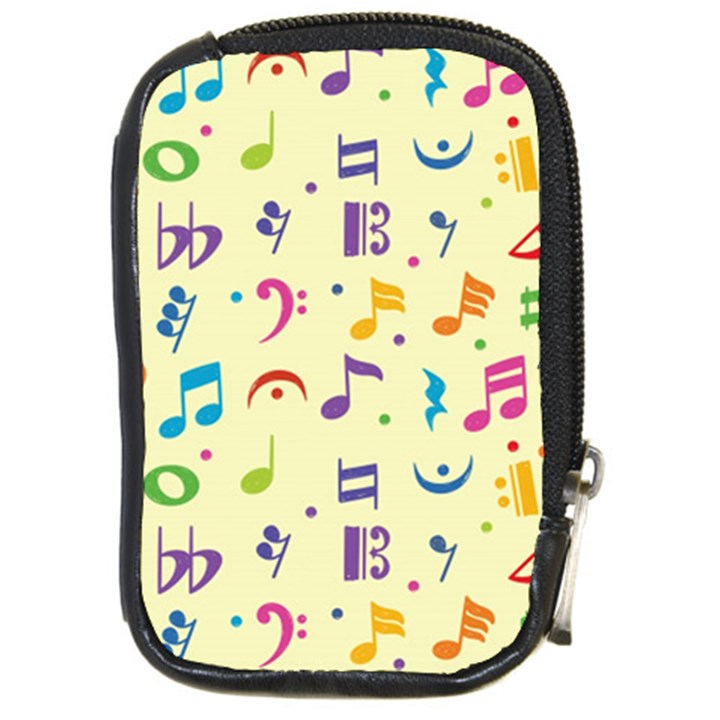 Seamless Pattern Musical Note Doodle Symbol Compact Camera Leather Case