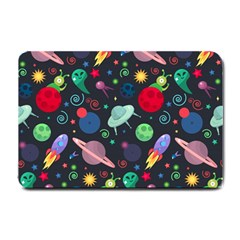 Cosmos Ufo Concept Seamless Pattern Small Doormat  by Vaneshart