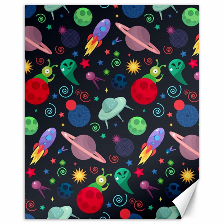 Cosmos Ufo Concept Seamless Pattern Canvas 11  x 14 