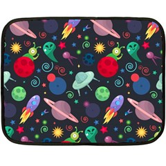 Cosmos Ufo Concept Seamless Pattern Fleece Blanket (mini) by Vaneshart