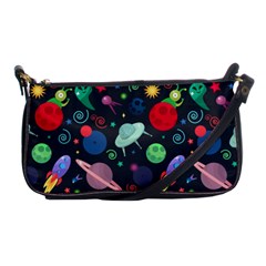 Cosmos Ufo Concept Seamless Pattern Shoulder Clutch Bag by Vaneshart