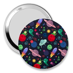 Cosmos Ufo Concept Seamless Pattern 3  Handbag Mirrors by Vaneshart