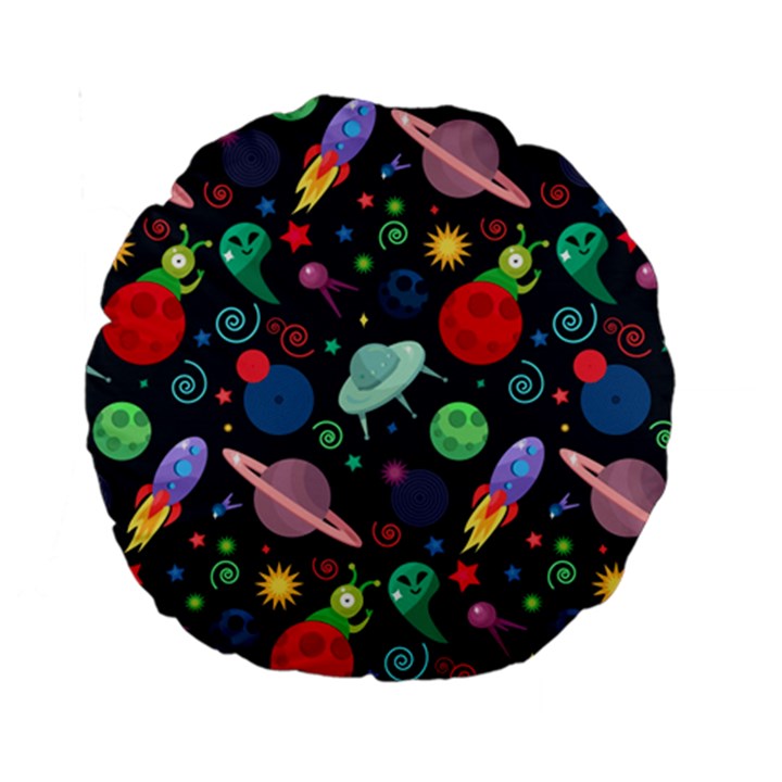 Cosmos Ufo Concept Seamless Pattern Standard 15  Premium Round Cushions