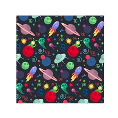 Cosmos Ufo Concept Seamless Pattern Small Satin Scarf (square) by Vaneshart