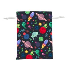 Cosmos Ufo Concept Seamless Pattern Lightweight Drawstring Pouch (m) by Vaneshart