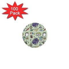 Hand Drawn Pattern School 1  Mini Buttons (100 Pack)  by Vaneshart