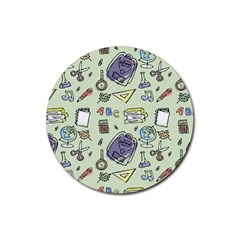 Hand Drawn Pattern School Rubber Coaster (round)  by Vaneshart