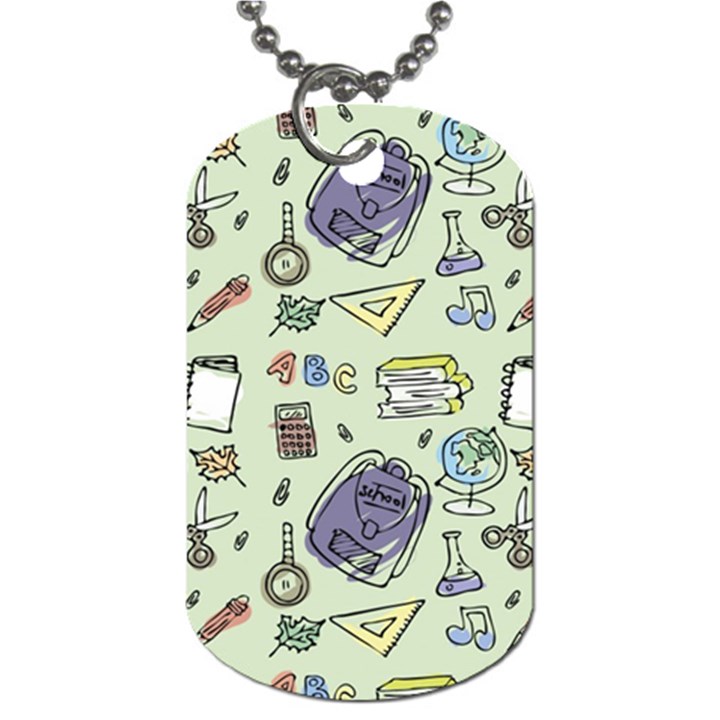 Hand Drawn Pattern School Dog Tag (One Side)