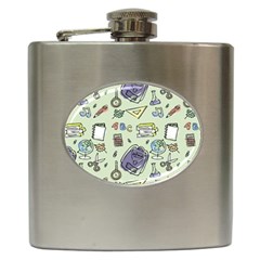 Hand Drawn Pattern School Hip Flask (6 Oz) by Vaneshart