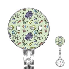 Hand Drawn Pattern School Stainless Steel Nurses Watch by Vaneshart