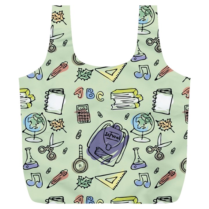 Hand Drawn Pattern School Full Print Recycle Bag (XL)