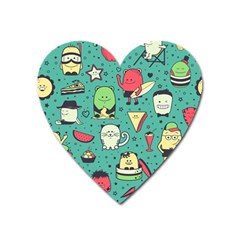 Seamless Pattern With Funny Monsters Cartoon Hand Drawn Characters Unusual Creatures Heart Magnet by Vaneshart