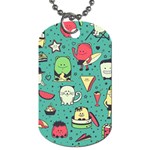 Seamless Pattern With Funny Monsters Cartoon Hand Drawn Characters Unusual Creatures Dog Tag (One Side) Front