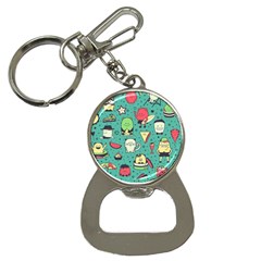 Seamless Pattern With Funny Monsters Cartoon Hand Drawn Characters Unusual Creatures Bottle Opener Key Chain by Vaneshart