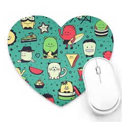 Seamless Pattern With Funny Monsters Cartoon Hand Drawn Characters Unusual Creatures Heart Mousepads by Vaneshart