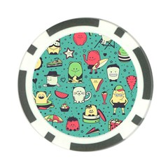 Seamless Pattern With Funny Monsters Cartoon Hand Drawn Characters Unusual Creatures Poker Chip Card Guard by Vaneshart