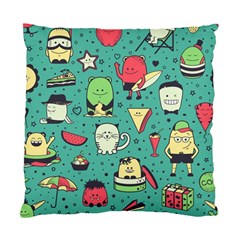 Seamless Pattern With Funny Monsters Cartoon Hand Drawn Characters Unusual Creatures Standard Cushion Case (one Side) by Vaneshart