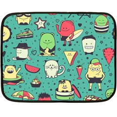 Seamless Pattern With Funny Monsters Cartoon Hand Drawn Characters Unusual Creatures Fleece Blanket (mini) by Vaneshart