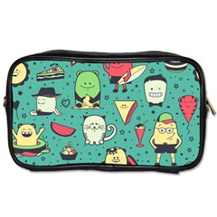 Seamless Pattern With Funny Monsters Cartoon Hand Drawn Characters Unusual Creatures Toiletries Bag (one Side) by Vaneshart