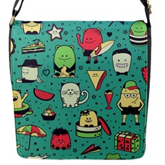 Seamless Pattern With Funny Monsters Cartoon Hand Drawn Characters Unusual Creatures Flap Closure Messenger Bag (s) by Vaneshart