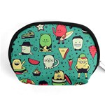 Seamless Pattern With Funny Monsters Cartoon Hand Drawn Characters Unusual Creatures Accessory Pouch (Medium) Front