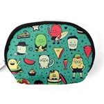 Seamless Pattern With Funny Monsters Cartoon Hand Drawn Characters Unusual Creatures Accessory Pouch (Medium) Back