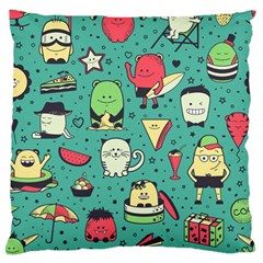 Seamless Pattern With Funny Monsters Cartoon Hand Drawn Characters Unusual Creatures Standard Flano Cushion Case (one Side) by Vaneshart