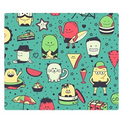 Seamless Pattern With Funny Monsters Cartoon Hand Drawn Characters Unusual Creatures Double Sided Flano Blanket (small)  by Vaneshart