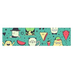 Seamless Pattern With Funny Monsters Cartoon Hand Drawn Characters Unusual Creatures Satin Scarf (oblong) by Vaneshart