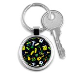 Seamless Brazilian Carnival Pattern With Musical Instruments Key Chain (Round) Front